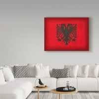 Трговска марка ликовна уметност „Албанија потресено знаме“ платно уметност од Црвен Атлас Дизајнс