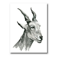 DesignArt 'црно -бел портрет на коза I' Farmhouse Canvas Wall Art Print
