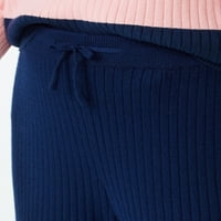 Бесплатно склопување девојки широки панталони со ребра за нозе, големини 4-18
