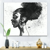 DesignArt 'црно -бел портрет на жена од афроамериканка I' модерна печатење на wallидови од платно
