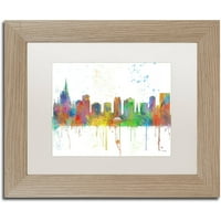 Трговска марка ликовна уметност Орландо Флорида Skyline MCLR-1 Canvas Art by Marlene Watson, White Matte, Birch Frame