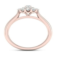 Империјал 3 4CT TDW Diamond 14k розово злато двојно ореолски прстен