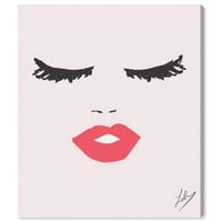 Wynwood Studio Fashion and Glam Wall Art Canvas отпечатоци „Fashionista Face“ портрети - розова, црвена боја