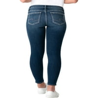 Co. Silver Jeans Co. Women'sенски елисе средно издигнување слаби фармерки, големини на половината 24-36