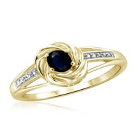 Jewelersclub Sapphire Ring Rigntone Jewelry - 0. Carat Sapphire 14k златен сребрен прстен накит со бел дијамантски акцент - Gemstone Rings со хипоалергичен 14K златен сребрена лента