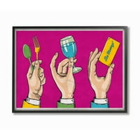Stuple Industries јадете пијалок да биде весела неонски розов стрип дизајн, врамена wallидна уметност од Естер Кеј