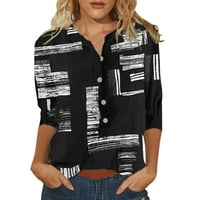 Обичен Ракав Средни Врвови Блуза Копчиња Женски Печатење Маица О Вратот Мода Женска Блуза