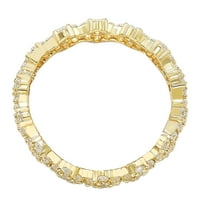 Колекција Златен Стерлинг Сребрена кубна цирконија Цветен прстен за стабилно ниво - жолт