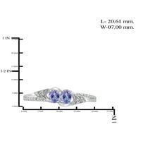 2. Carat T.G.W. Танзанит и бел дијамант акцент Стерлинг сребрен 3-парчен накит