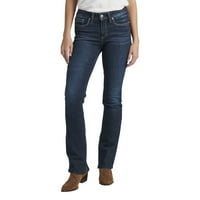 Co. Silver Jeans Co. Women'sенски суки средно издигнување тенок фармерки за подигање, големини на половината 24-36