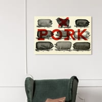 Wynwood Studio Animals Wall Art Canvas отпечатоци „свинско“ фарма животни - сиво, бело