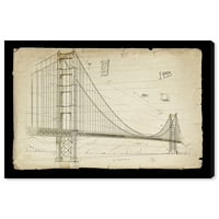 Архитектура и згради на Wynwood Studio and Budy Wall Art Canvas Prints 'Golden Gate Bridge 1933' Познати мостови - кафеава,