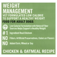 Чиста рамнотежа про+ управување со тежина пилешко и рецепт за овесна каша, сува храна за кучиња, lbs