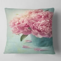DesignArt розови божур цвеќиња во вазна - перница за цвеќиња - 16x16