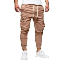 каки машки панталони мода машки спорт чиста боја завој обични лабави панталони за влечење панталони