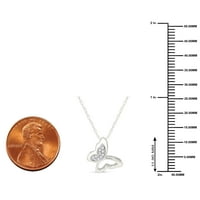 Империјал 0.03CT TDW Diamond Butterfly Pendant Neclace во 10K бело злато