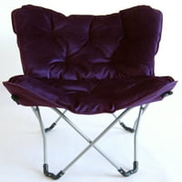 Зенитен Пеперутка стол со висока сјајна сребрена рамка во тафтирана кадифена ткаенина, виолетова