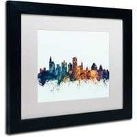 Трговска марка ликовна уметност Jексон г -ѓа Skyline Blue Canvas Art by Michael Tompsett, White Matte, црна рамка