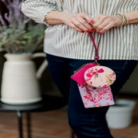Пионерската жена Мило Трио монета торбичка, држач за лична карта и розов цвет на паричник