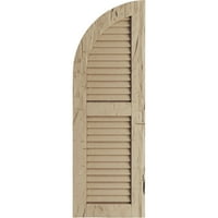 Ekena Millwork 18 W 42 H Timberthane Hand Hewn Two Equal Louver W четвртина тркалезна лак врвни фауни дрвени ролетни, првенствени