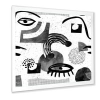 DesignArt „Колаж на очи и doodles во современ стил II“ модерен врамен уметнички принт