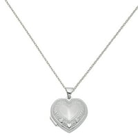 Primal Silver Silver Silver Silver Silver Rhodium, обложен со срце со ланец на кабел Форзантина