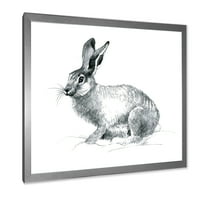DesignArt „Црно -бел портрет на зајакот“ фарма куќа врамена уметничка печатење